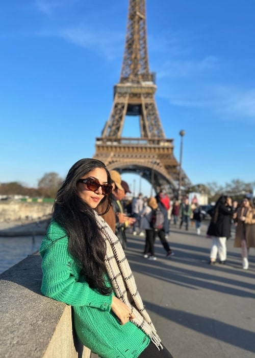 Ahaana Krishna as seen while posing for a picture in Paris, France in July 2023