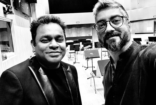 Amit Sharma as seen in a black-and-white selfie with A. R. Rahman in June 2022