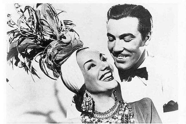 Cesar Romero and Carmen Miranda as seen in the 1941 film Week-End in Havana