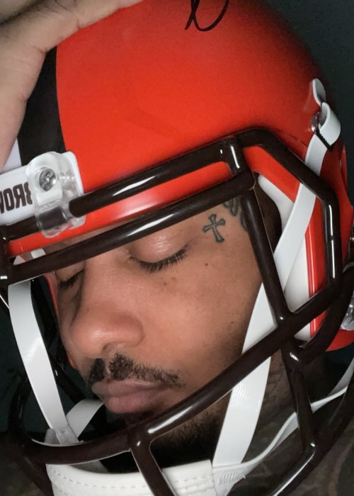 Doe Boy as seen in a picture wearing a Cleveland Browns helmet taken in December 2022