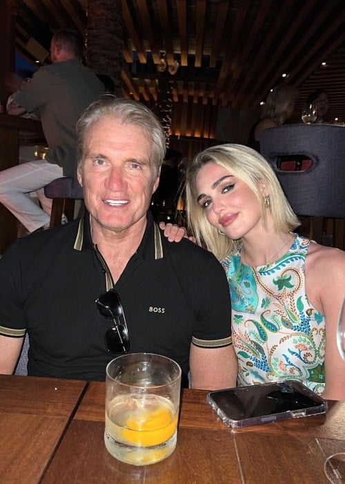 Emma Krokdal as seen in a picture with her husband Dolph Lundgren at Mykonos, Greece in July 2023