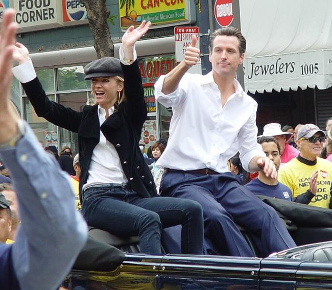 Gavin Newsom as seen with his fiancée Jennifer Siebel at the 2008 San Francisco Pride parade