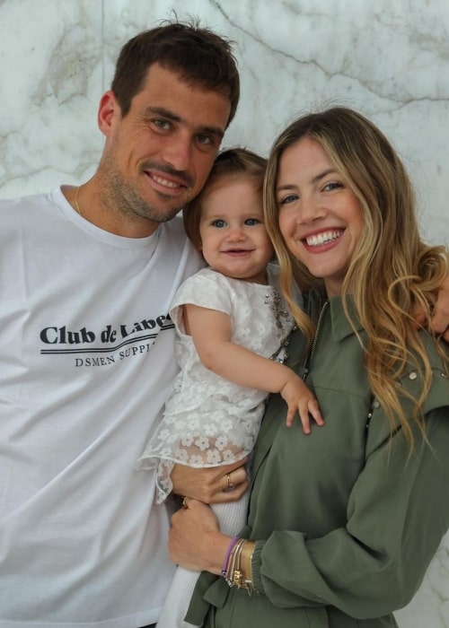 Guido Pella as seen in a picture with his beau Stephanie Demner and their daughter Ariana Pella Demner that was taken in July 2023