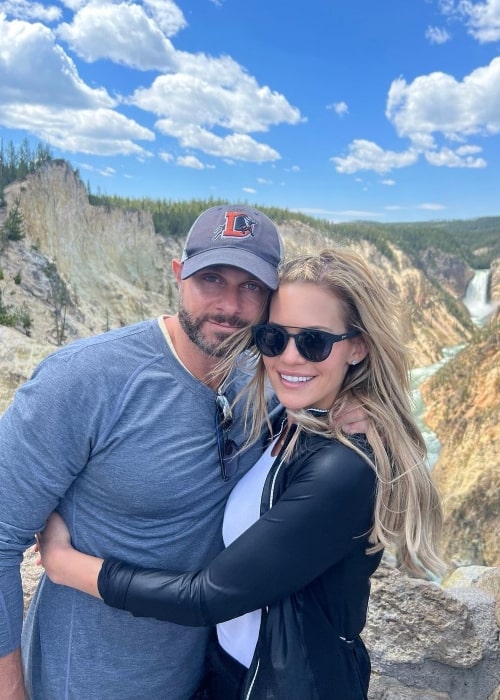 Jackie Goldschneider as seen in a picture with her husband Evan Goldschneider in July 2023, at Yellowstone National Park