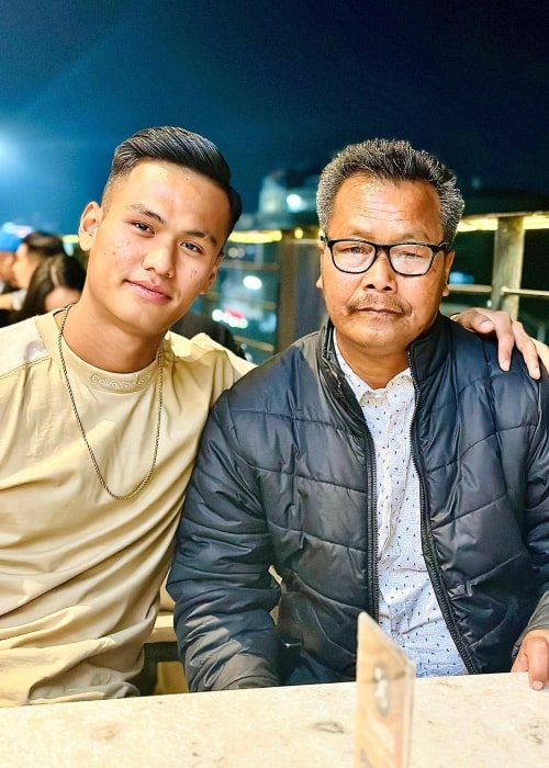 Jeakson Singh as seen in a picture with his father that was taken in March 2023, in Manipur