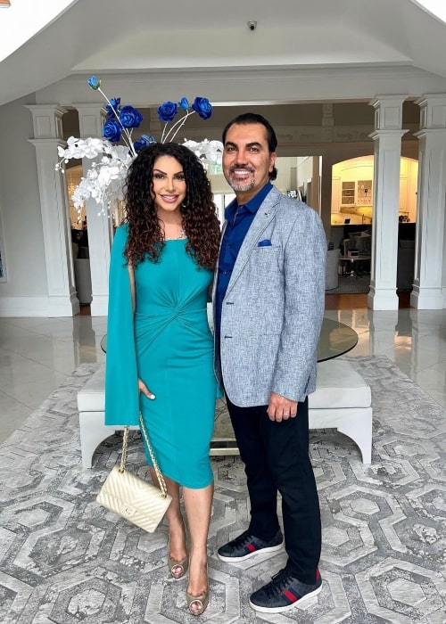Jennifer Aydin as seen in a picture with her husband plastic surgeon Bill Aydin in July 2023