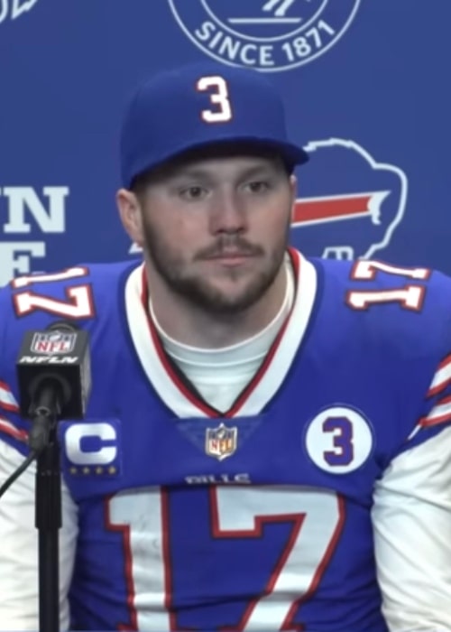 Josh Allen as seen while addressing the press with the Buffalo Bills on January 8, 2023