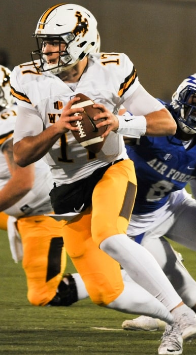 Josh Allen with Wyoming pictured during a 2017 football game against Air Force Falcons in Colorado