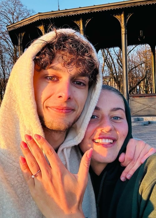Marta Kostyuk as seen in a picture with her fiance Alex Zakharov that was taken in April 2023, in Kyiv, Ukraine