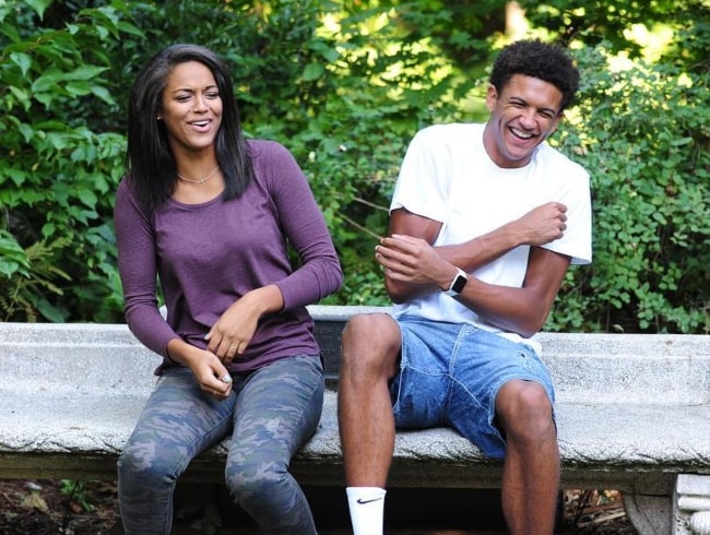 Matisse Thybulle smiling alongside Chloe Thybulle in 2017