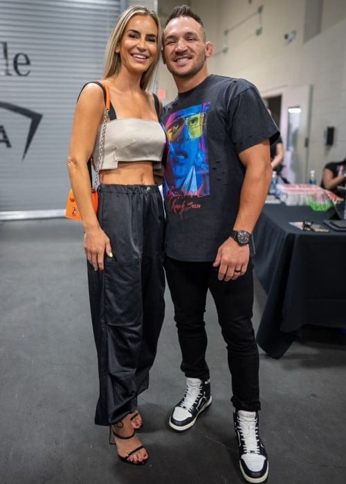 Michael Chandler smiling in a picture with Brie Willett in Las Vegas, Nevada in July 2023