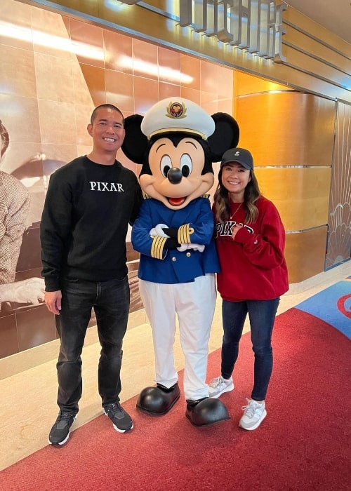 Noel Laeno and Linda Pham Laeno as seen in a picture that was taken in April 2023, at Disney Wonder Cruise Ship