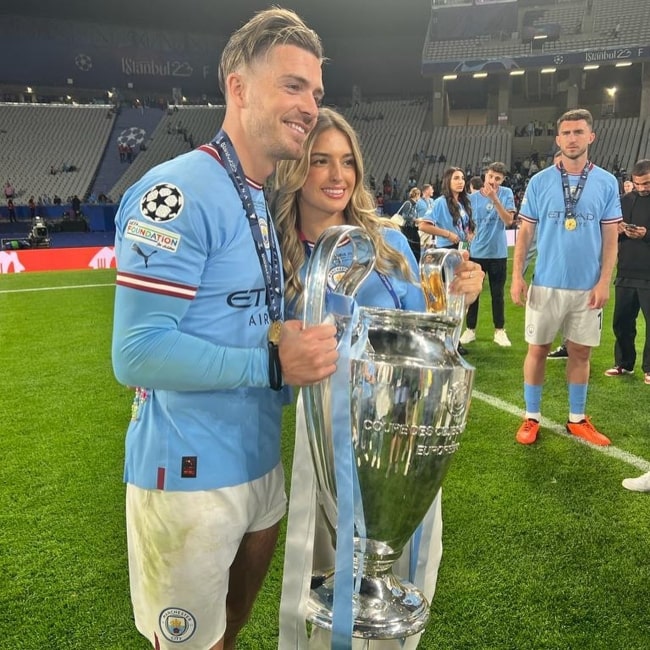 Sasha Attwood as seen in a picture that was taken with her beau Jack Grealish after winning the Champions League in June 2023