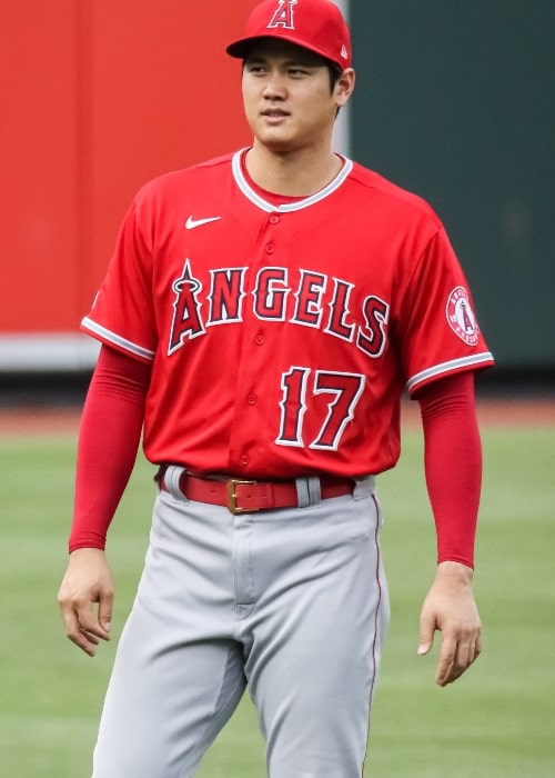 Shohei Ohtani #17 Los Angeles Angels in a picture that was taken in July 2022