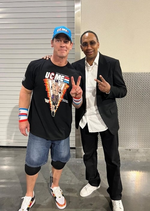 Stephen A. Smith as seen in a picture with actor, rapper, and WWE Superstar John Cena in April 2023