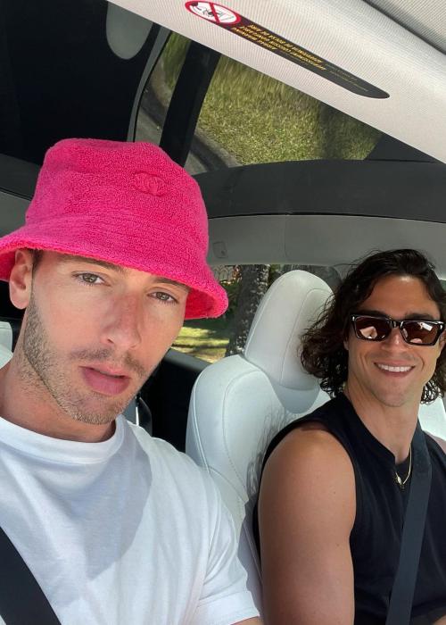Trace Lehnhoff (left) as seen taking an Instagram selfie with Miles McMillan in July 2023