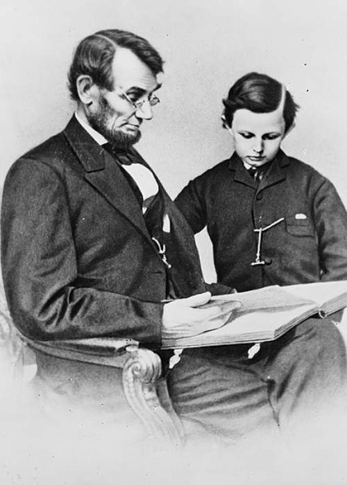 Abraham Lincoln as seen with his son Tad Lincoln in 1864