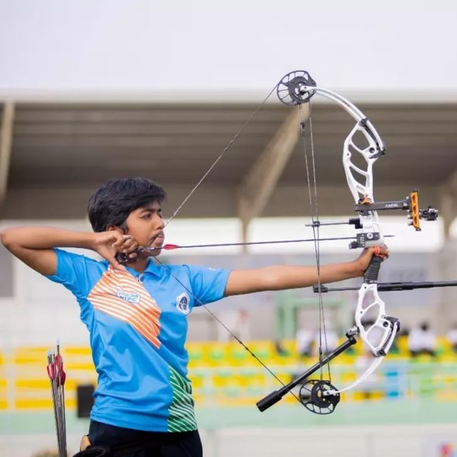 Aditi Gopichand Swami as seen in a picture taken during the 2022 Archery Asia Cup Stage -3 held at Sharjah, Dubai UAE