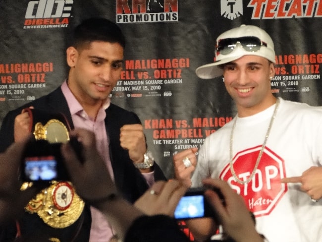 Amir Khan (Left) and Paul 'Paulie' Malignaggi as seen at the press conference on March 17, 2010
