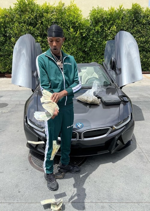 Bandmanrill as seen while flexing his riches in a picture that was taken in Los Angeles, California, in June 2022