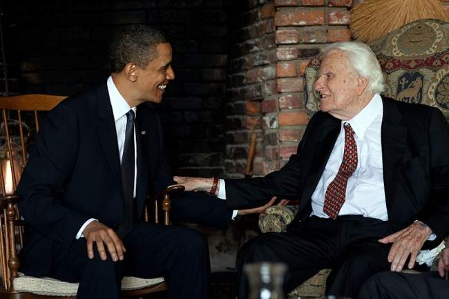 Billy Graham as seen with former President Barack Obama in 2010