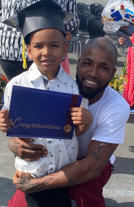 Bobby Green as seen while smiling for a picture along with his son in June 2022