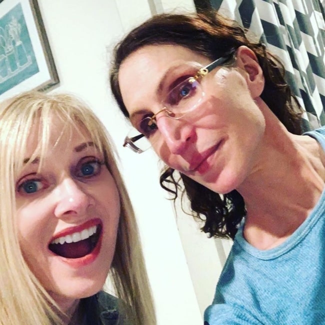 Bonnie Aarons as seen in a selfie that was taken with actress and producer Barbara Crampton in March 2020, in Canton