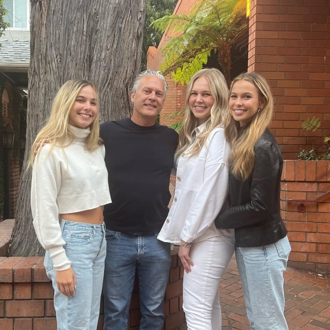 David Beador as seen in a picture with his daughters Sophie, Stella, and Adeline Beador in May 2023