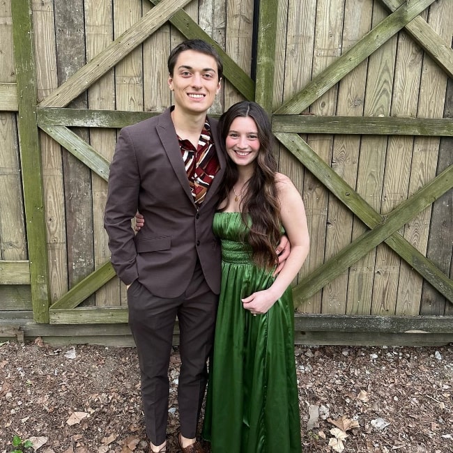 Ethan Klem as seen in a picture with his girlfriend Mattie Arcand while attending a wedding in May 2023, at the Black Iris Estate