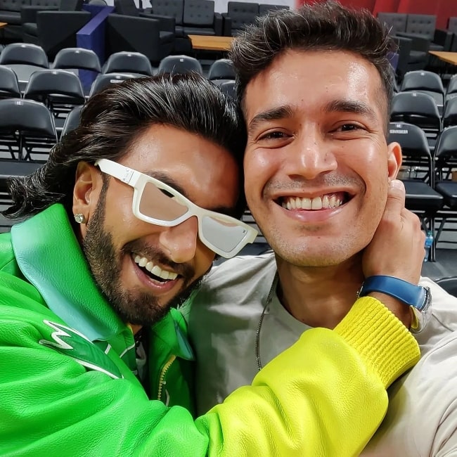 Harman Singha as seen in a selfie that was taken with actor Ranveer Singh in August 2023, in Abu Dhabi, United Arab Emirates