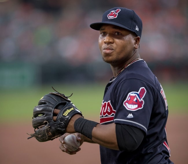 José Ramírez as seen while playing for the Cleveland Indians during a game against the Baltimore Orioles on June 22, 2017
