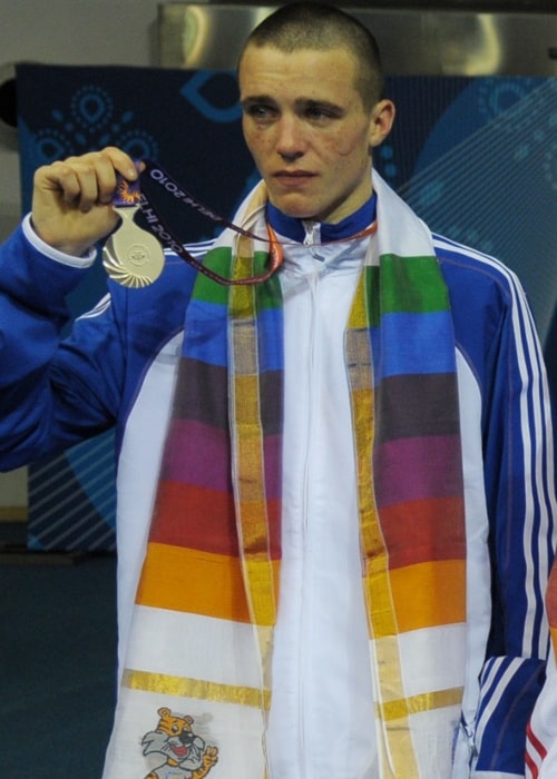 Josh Taylor of Scotland (Silver) at the XIX Commonwealth Games-2010 Delhi_ Winners of (60 kg category) during the medal ceremony of the event, at Talkatora Indoor Stadium, in New Delhi on October 13, 2010