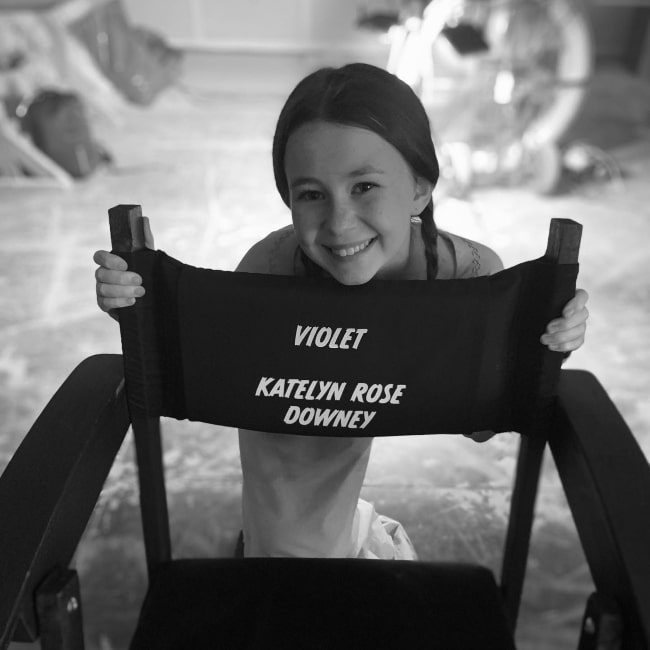 Katelyn Rose Downey as seen in a black and white picture that was taken on the set of The Princess in June 2022, at the Nu Boyana Film Studios