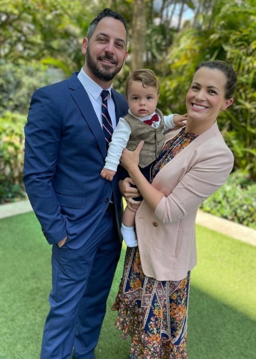 Matthew Katrosar as seen in a picture with his wife Melissa Claire Egan and son Caden in May 2022, at Boca Raton, Florida