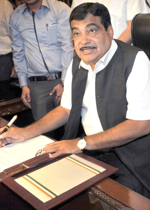 Nitin Gadkari pictured while taking charge as the Union Minister for Road Transport and Highways and Shipping in New Delhi on May 29, 2014