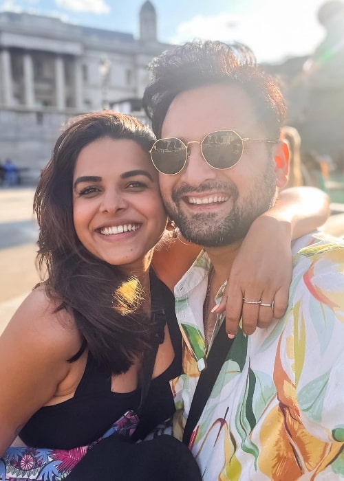 Siddharth Chandekar as seen in a selfie with his wife Mitali Mayekar at Chopta Valley in September 2022