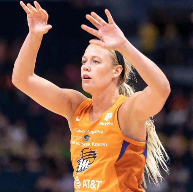Sophie Cunningham with Phoenix Mercury during a match against Minnesota Lynx at Target Center in Minneapolis, Minnesota on July 14, 2019