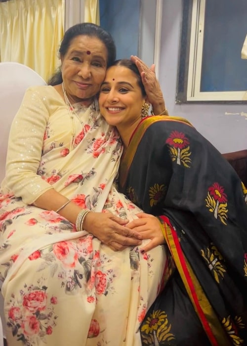Asha Bhosle as seen in a picture with actress Vidya Balan that was taken in April 2023