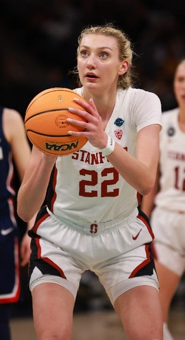 Cameron Brink as seen while playing with the Stanford Cardinal against UConn in their 2022 NCAA Division I women's basketball national semifinal game at the Target Center in Minneapolis