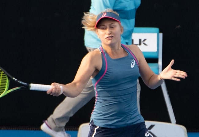 Daria Saville as seen during her round one match at the Sydney International in 2019