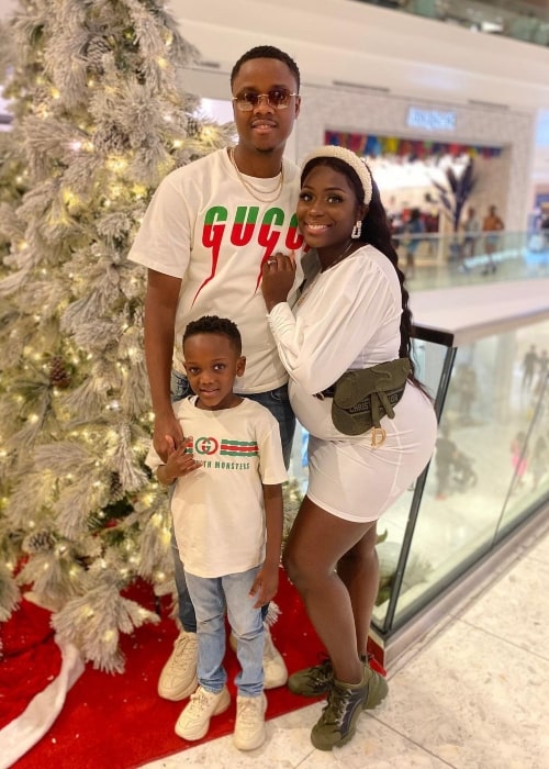 Evanie B.E.A.M SQUAD as seen in a picture with her beau Billy and son Super Siah in December 2019