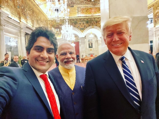 From Left to Right - Sudhir Chaudhary, Narendra Modi, and Donald Trump as seen while smiling in a selfie in February 2020