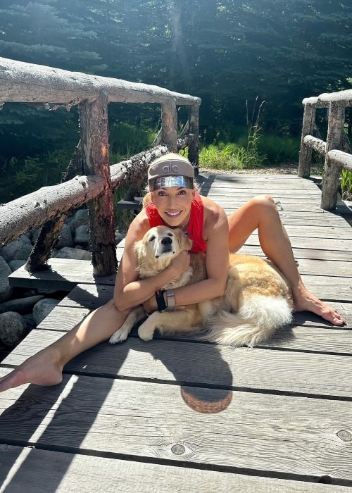 Gracie Hunt and her dog Chief Hunt in a picture that was taken in September 2023, in Aspen, Colorado