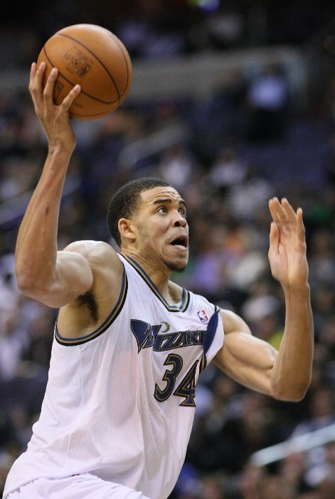 JaVale McGee as seen while playing with the Wizards in Washington Wizards vs Philadelphia 76ers on November 23, 2010