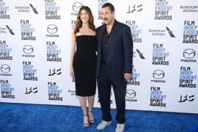 Jackie Sandler and her husband Adam seen at the Independent Spirit Awards in 2020