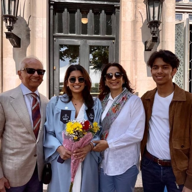 Jay Mehta as seen in a picture with his wife Juhi Chawla and children Jhanvi and Arjun in May 2023