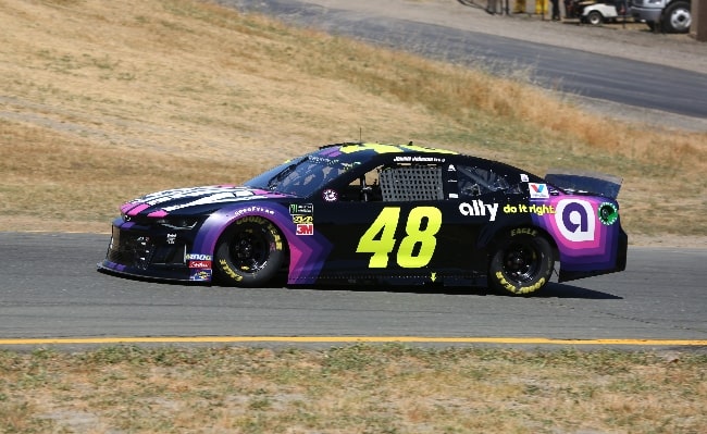 Jimmie Johnson as seen while racing in his No. 48 Ally Financial Chevrolet at Sonoma Raceway in 2019