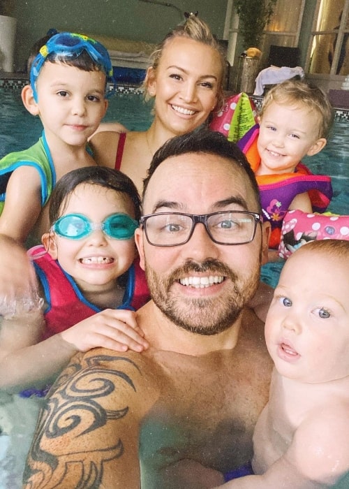 Jonathan Saccone-Joly as seen in a selfie with his wife Anna Saccone-Joly and their children that was taken in December 2019, at the Hayfield Manor Hotel