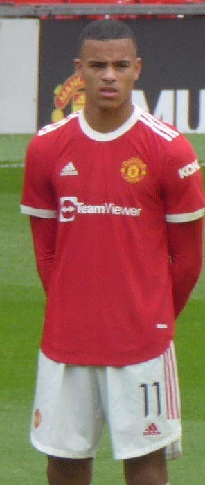 Mason Greenwood as seen with Manchester United in a friendly against Everton F.C. in Greater Manchester, England on August 7, 2021