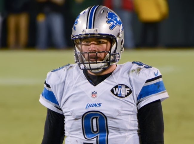 Matthew Stafford as seen while playing with Detroit Lions in a match against the Green Bay Packers on December 28, 2014
